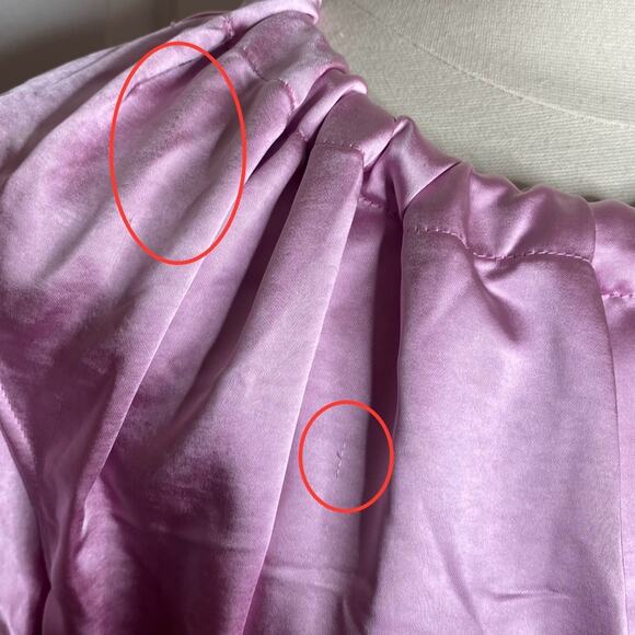 Eva Franco Cara Button Back Satin Top Rosewater Gathered Neck Women’s Large New - Picture 7 of 11